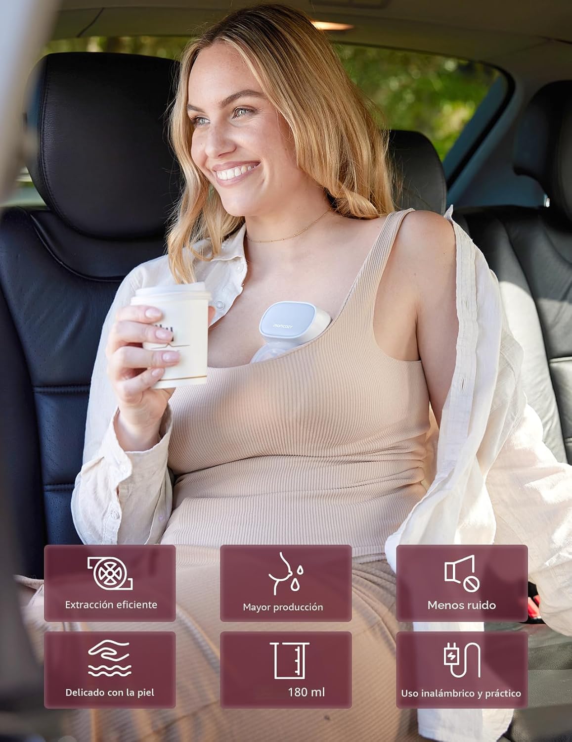 Momcozy S9 Pro - Extractor de leche portátil mejorado, diseño manos libres con batería extendida y pantalla LED, bomba portátil eléctrica doble con 2 modos y 9 niveles
