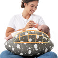 Momcozy - Almohada de lactancia original con valla de seguridad innovadora, más ancha para mayor soporte a mamá y bebé, facilita la lactancia manos libres, apta para todos, funda de algodón removible
