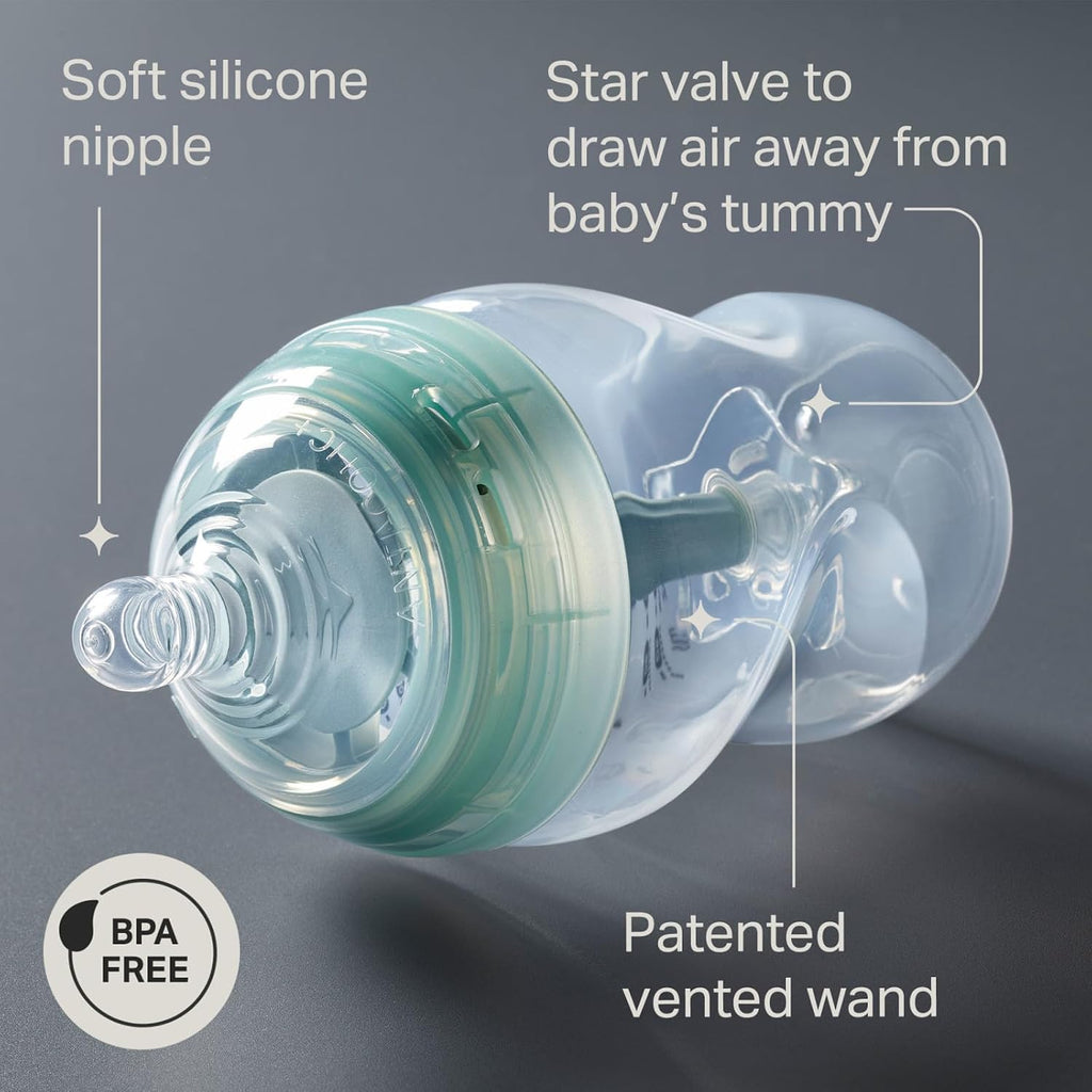 Tommee Tippee - Anti-Colic - Biberones anticólicos de 5 onzas libres de BPA para bebés, 0+ meses, tetina de flujo lento similar al pecho