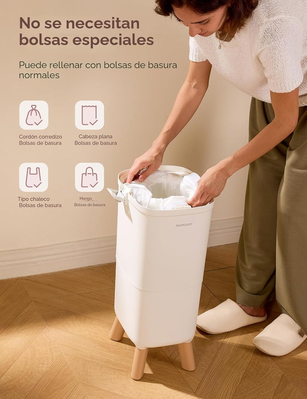 Momcozy - Basurero de pañales de triple sellado con bloqueo de olor