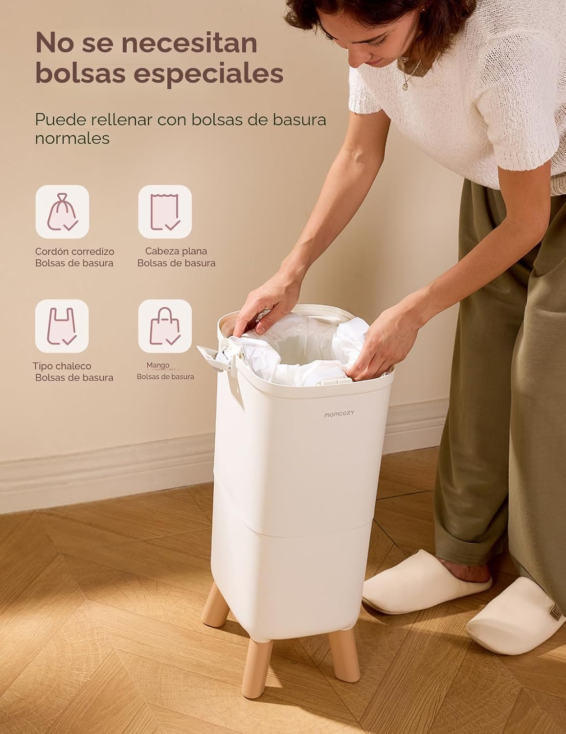 Momcozy - Basurero de pañales de triple sellado con bloqueo de olor
