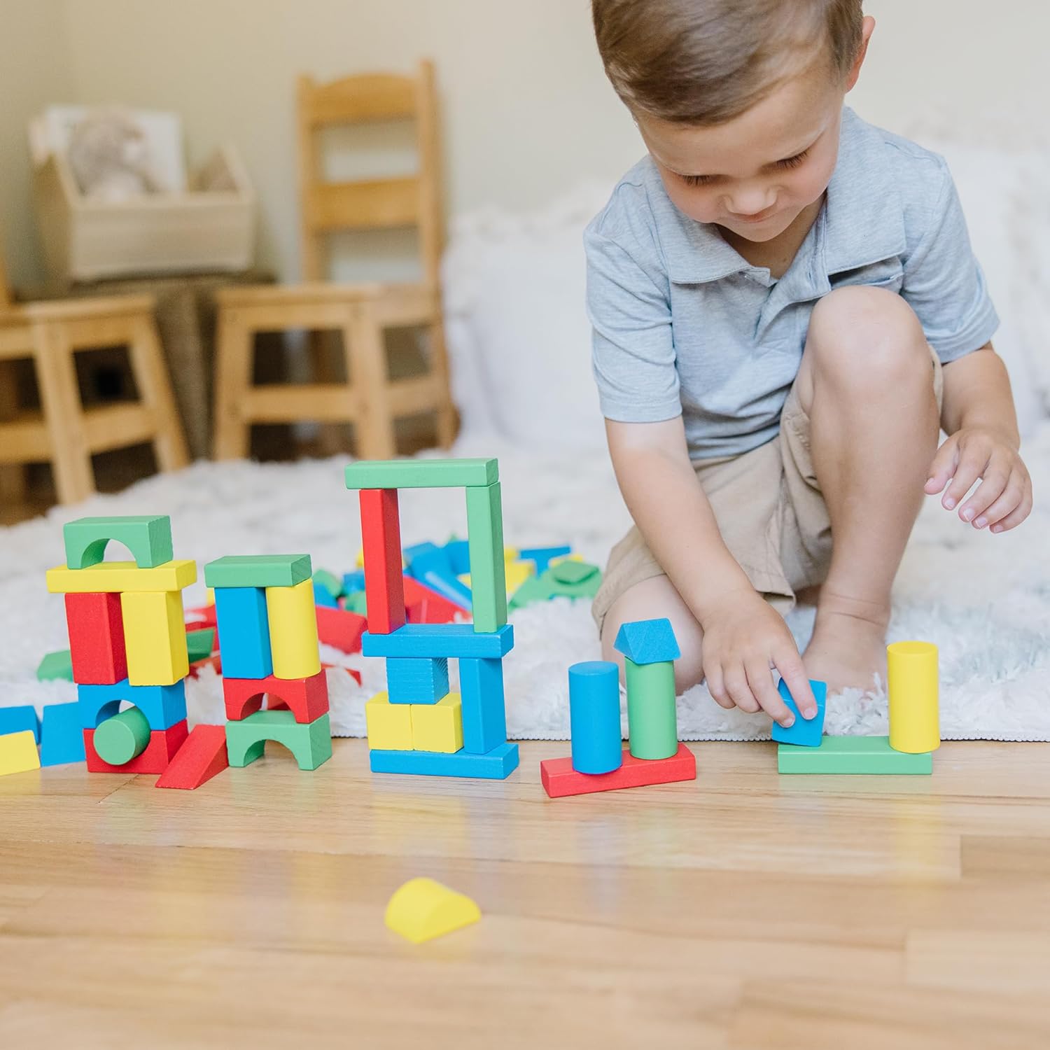 Melissa & Doug - Juego de bloques de madera