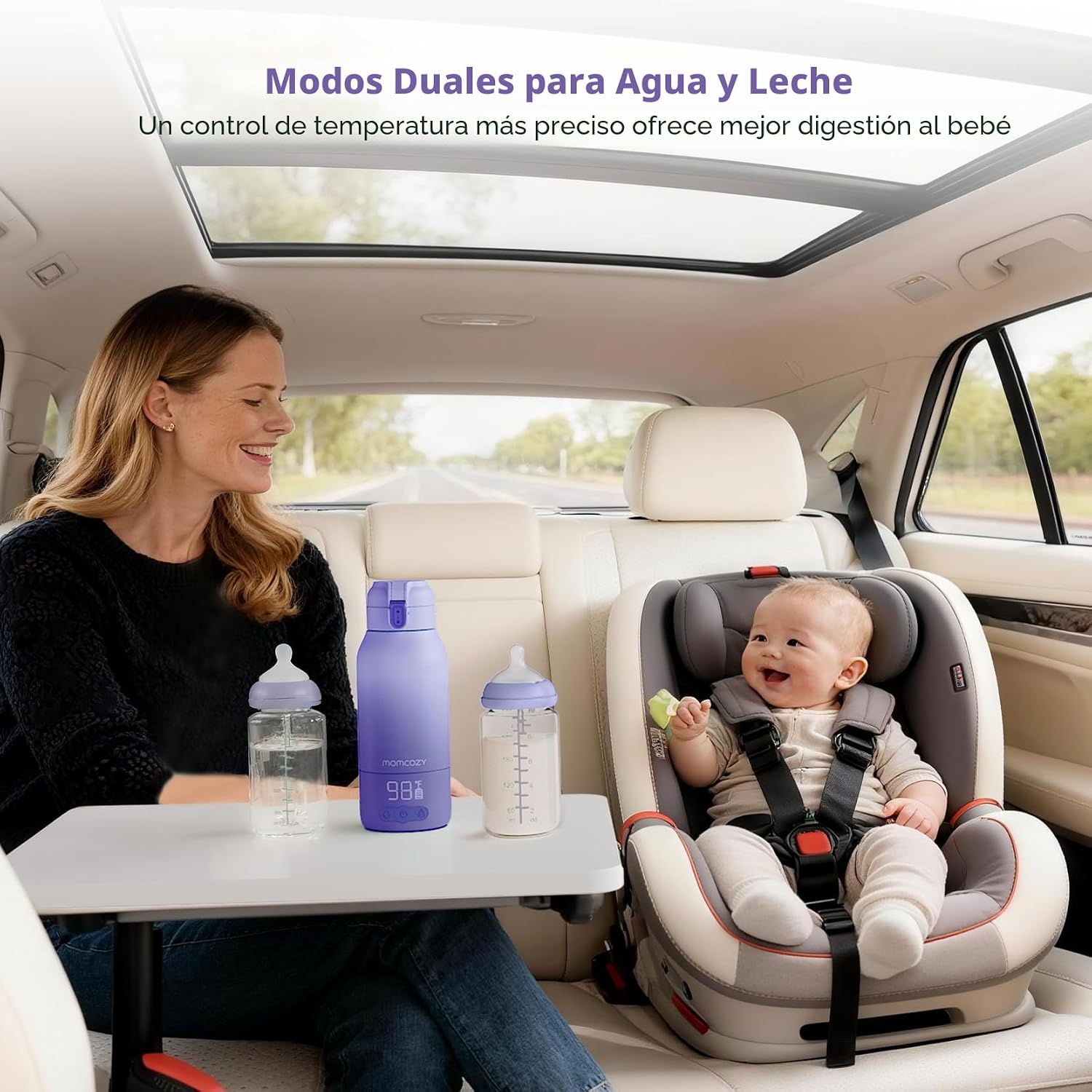 Momcozy - Calentador de leche portátil para viajes: modos de calentamiento dual para leche materna y agua, calentador de botellas portátil con calentamiento rápido y larga duración de la batería