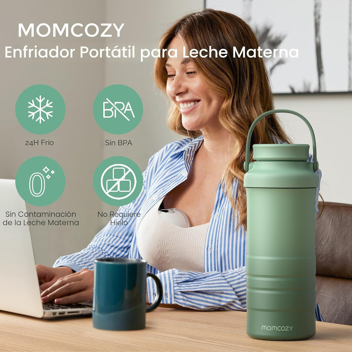 Momcozy - Termos enfriadores de leche materna color verde