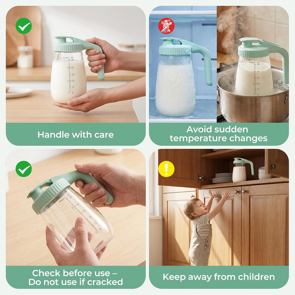 Momcozy - Jarra de leche materna, recipiente de almacenamiento de vidrio de boca ancha, 32 onzas