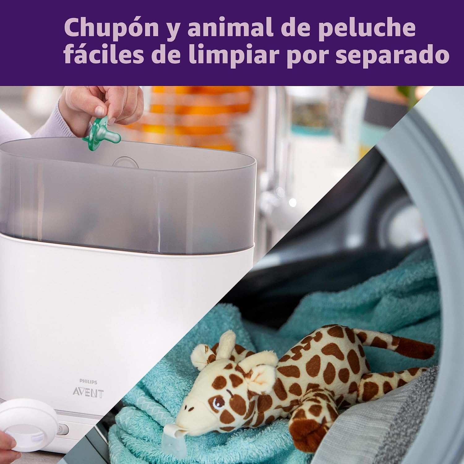 Philips Avent Soothie Snuggle Portachupetes con Chupete Desmontable, 0m+, Jirafa