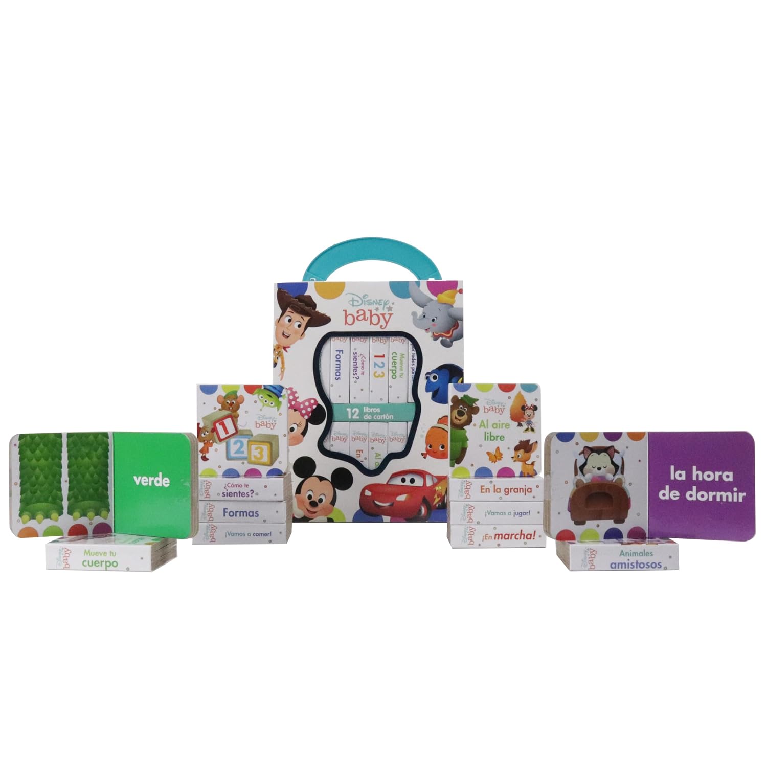 Disney Baby: Mi Primera Biblioteca - 12 Libros De Carton - Incluye personajes de Mickey Mouse, Toy Story, Bambi, Los Increíbles y Mas!