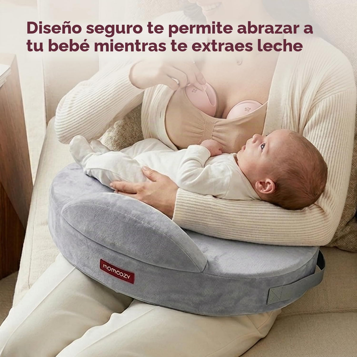 Momcozy - Almohada de lactancia Cozylite con valla de seguridad innovadora, más ancha para mayor soporte a mamá y bebé, facilita la lactancia manos libres
