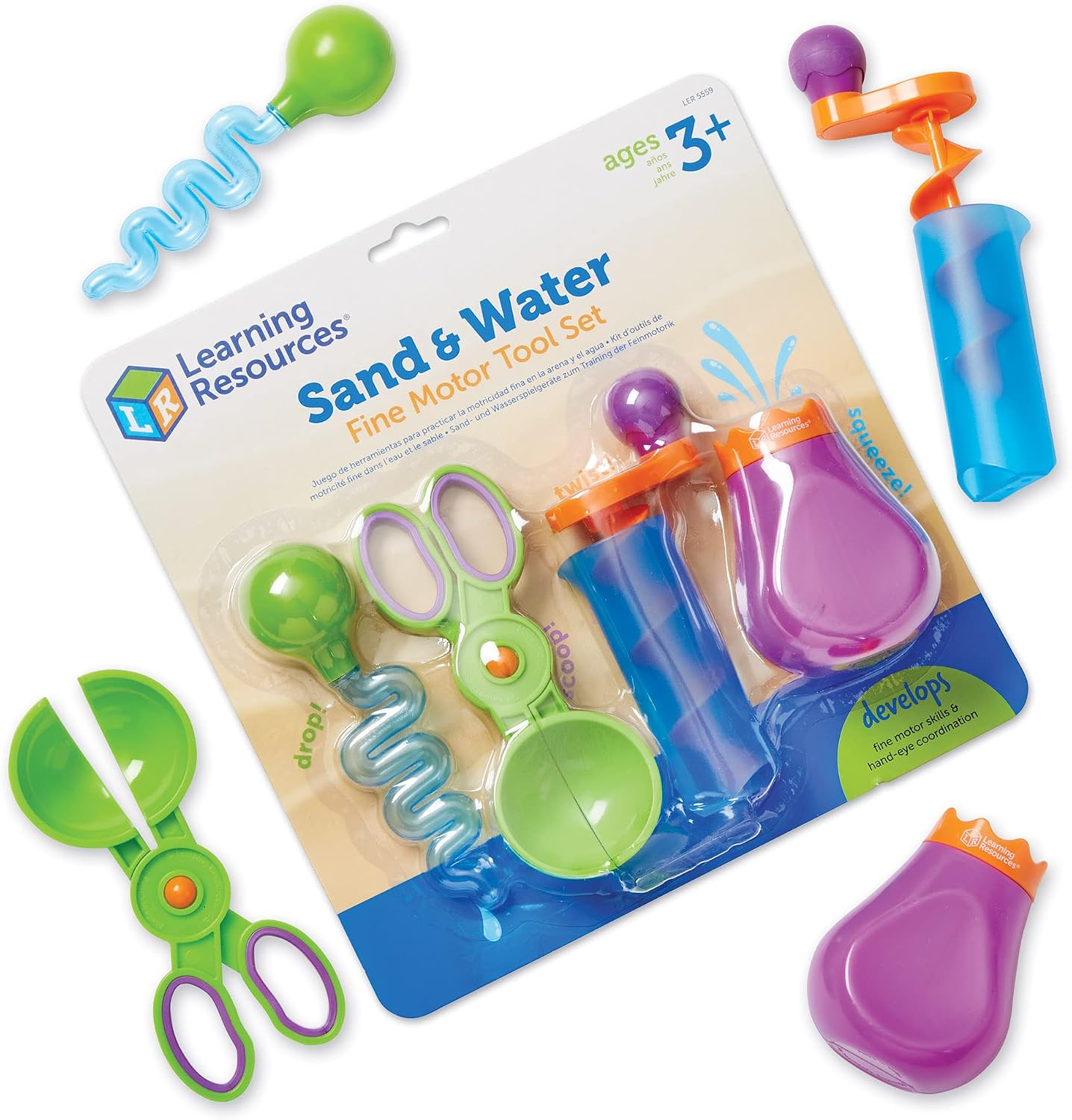 Learning Resources Juego de herramientas de motor fino de arena y agua