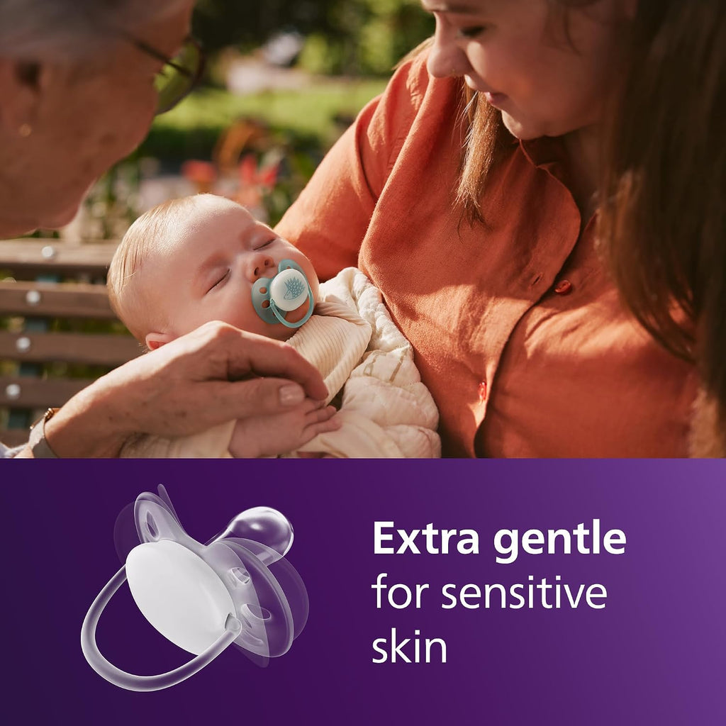 Philips Avent, Duo Chupetes ultra suaves, diseño ortodóntico, para bebés de 0-6  meses, escudo flexible, pezón simétrico de silicona, sin BPA