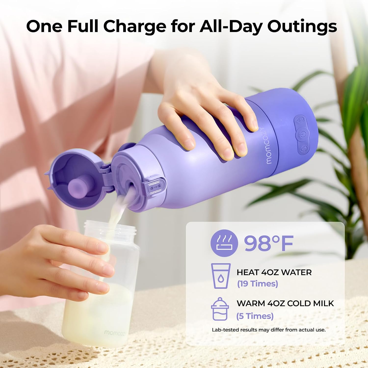 Momcozy - Calentador de leche portátil para viajes: modos de calentamiento dual para leche materna y agua, calentador de botellas portátil con calentamiento rápido y larga duración de la batería