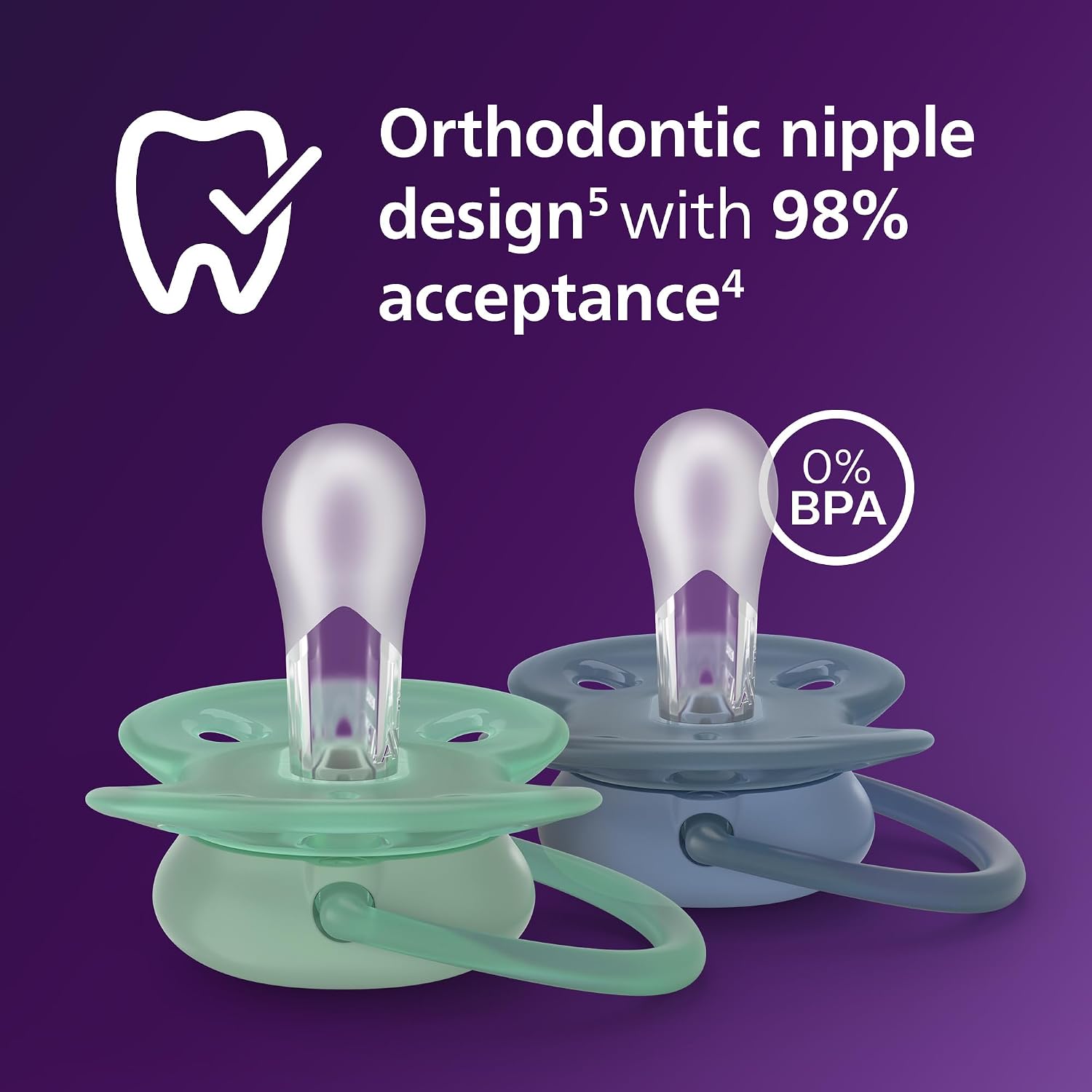 Philips Avent, Duo  Chupetes ultra suaves, diseño ortodóntico, para bebés de 6 a 18 meses, escudo flexible, pezón simétrico de silicona, sin BPA