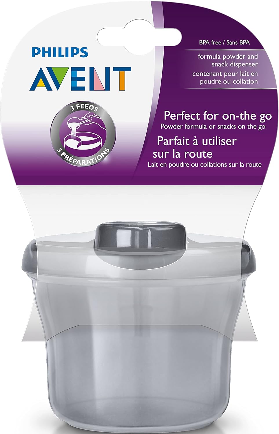 Philips Avent,  Dispensador de fórmula en polvo y taza para snacks, gris