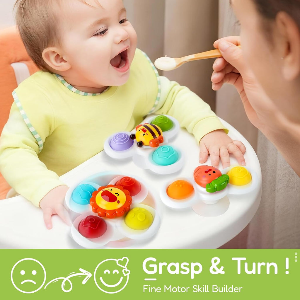 Set de Spinner con ventoza  Juguetes para aliviar la ansiedad, para bebes, niños y alivio del estrés, a partir de  10 meses