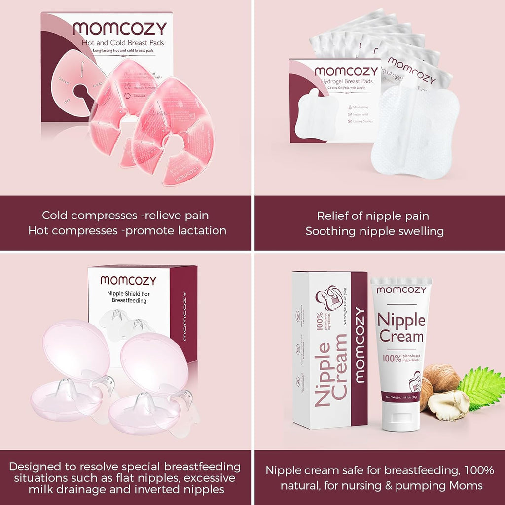 Momcozy, Almohadillas para el pecho caliente y frío con 2 cubiertas suaves, esenciales para la lactancia materna, paquete de 2