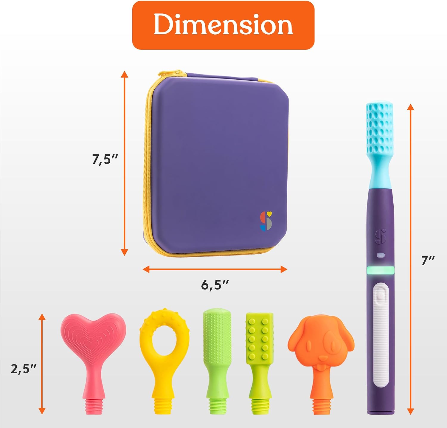Special Supplies Buzz Buddy Kit de estimulación motora oral con 6 cabezales intercambiables de textura suave, calma las necesidades sensoriales, apoya el habla y estimula la autoalimentación, vibraciones suaves
