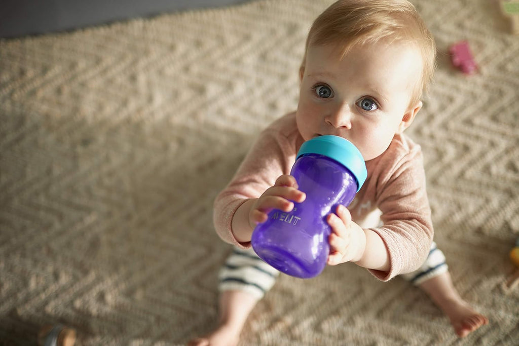 Philips Avent, Vaso con boquilla suave y diseño a prueba de fugas, rosa/morado, 10 onzas, 2 unidades