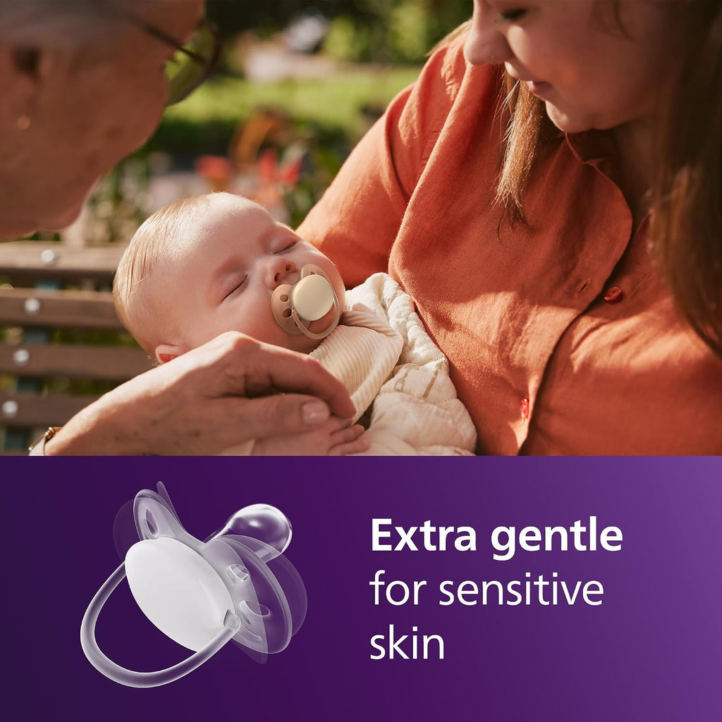 Philips Avent, Duo  Chupetes ultra suaves, diseño ortodóntico, para bebés de 0 a 6 meses, escudo flexible, pezón simétrico de silicona, sin BPA