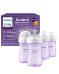 Avent Natural Reponse 3.0 Set de 4 biberones de 9 onz. con tetina no. 3, color morado, paquete de 4