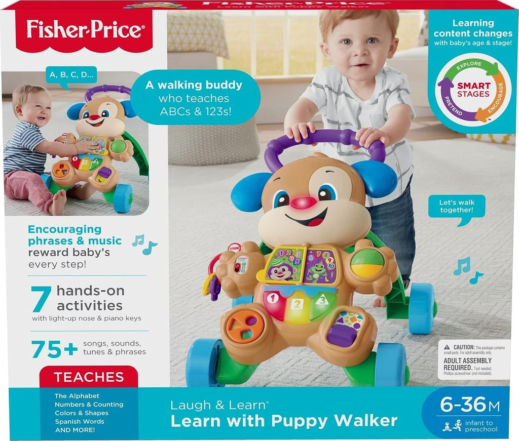 Fisher-Price Juguete para Bebés Laugh & Learn Smart Stages Puppy Walker con Música Educativa, Luces y Actividades para Bebés de 6+ Meses