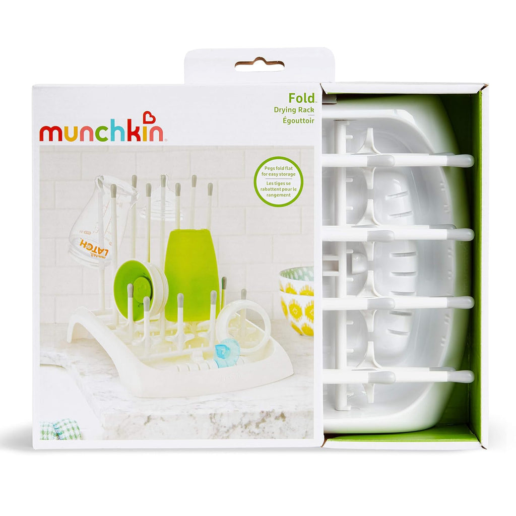 Munchkin Estante de secado plegable para biberones, diseño compacto que se pliega para un fácil almacenamiento, blanco/gris