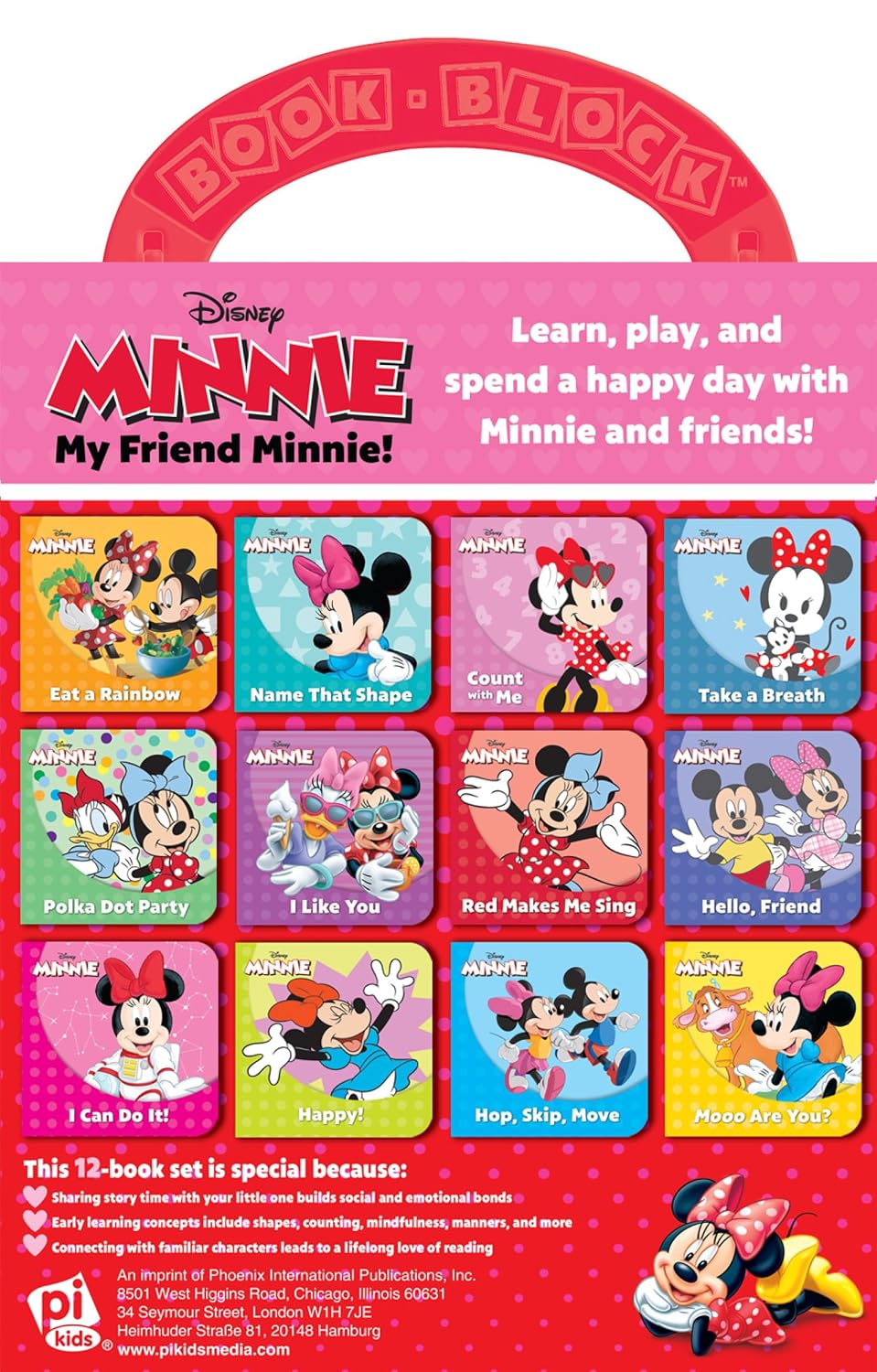 Disney - Mi amiga Minnie Mouse - My First Library 12 Board Book Block Set - Ideal para enseñar las primeras palabras