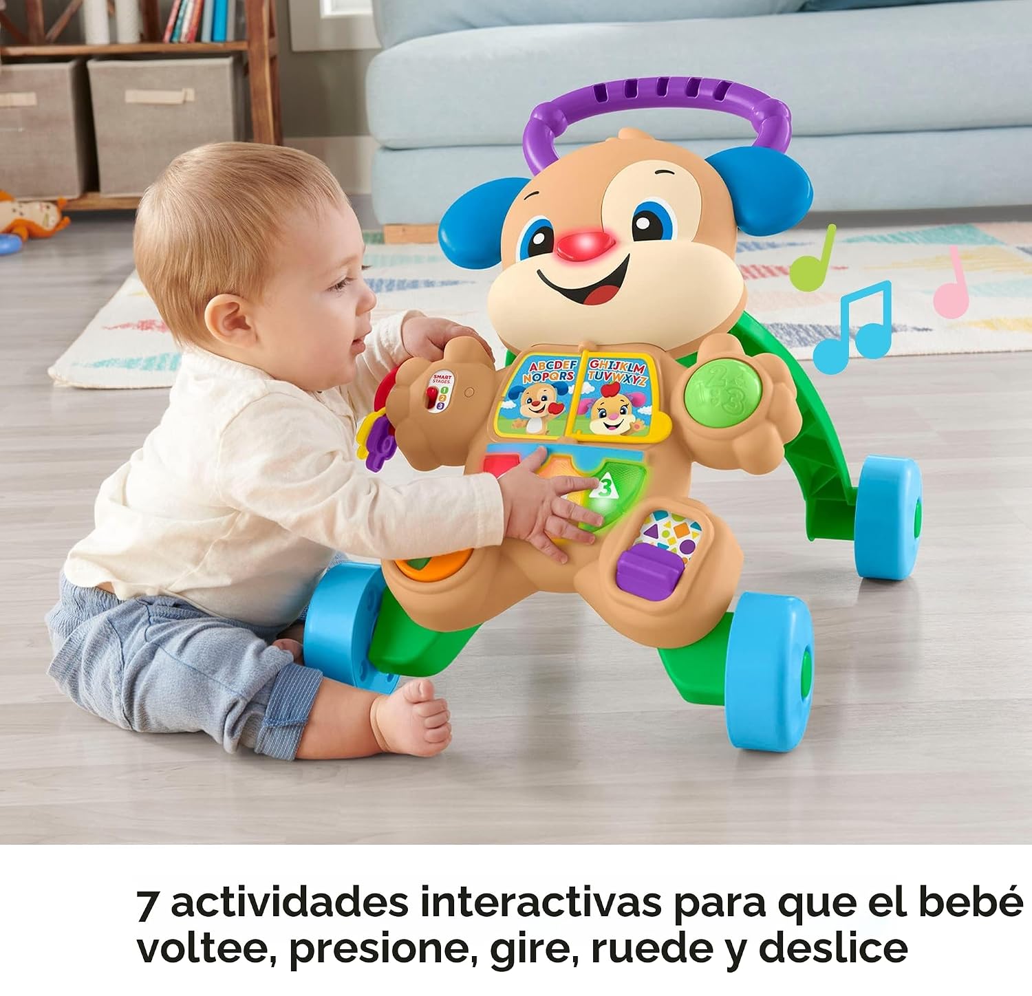 Fisher-Price Juguete para Bebés Laugh & Learn Smart Stages Puppy Walker con Música Educativa, Luces y Actividades para Bebés de 6+ Meses