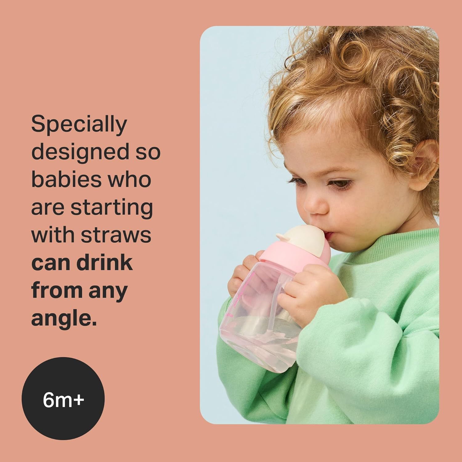 Tommee Tippee Starter - Vaso para sorber de 10 onzas para bebés y niños pequeños, con pajilla con peso de silicona y asas de fácil agarre, sin BPA.
