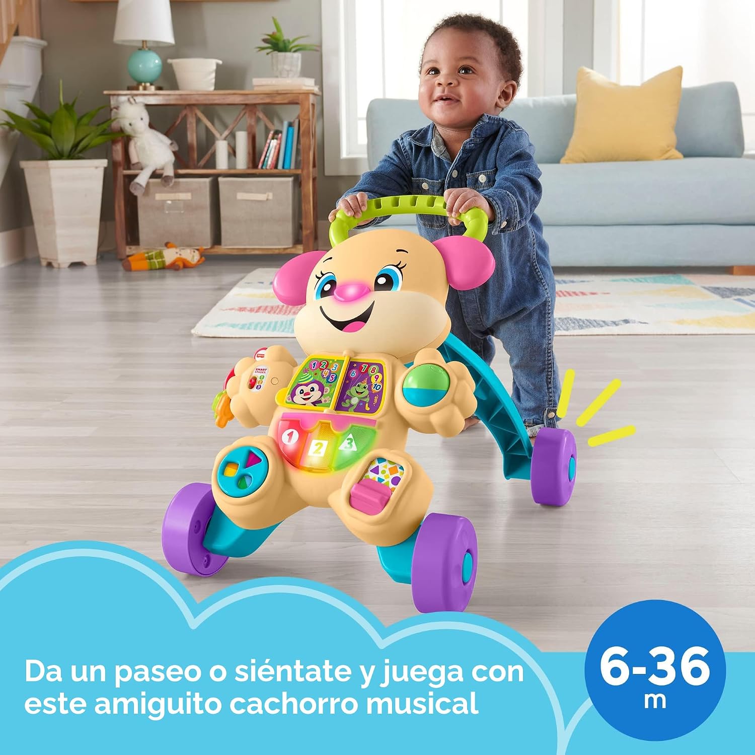 Fisher-Price Juguete para bebés Laugh & Learn Smart Stages Sis Walker con luces musicales educativas y actividades para bebés a partir de 6 meses