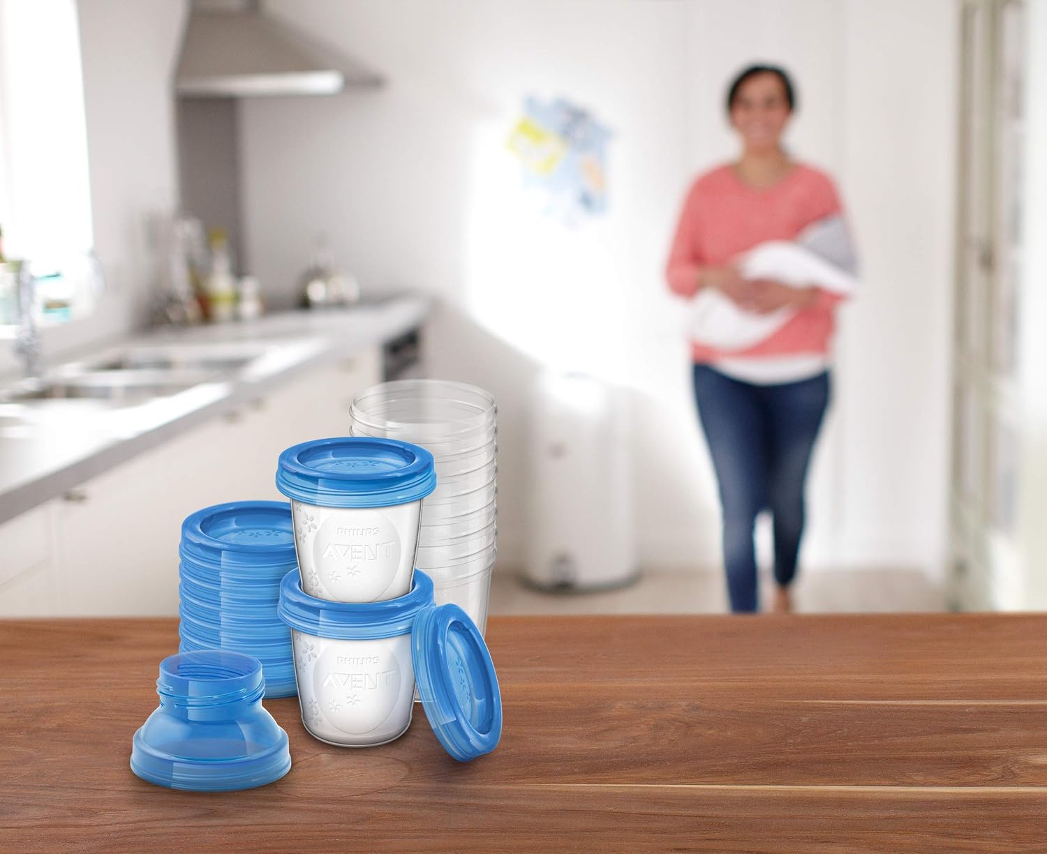 Philips Avent,  Tazas y tapas de almacenamiento de leche materna, 10 recipientes de  6 onzas