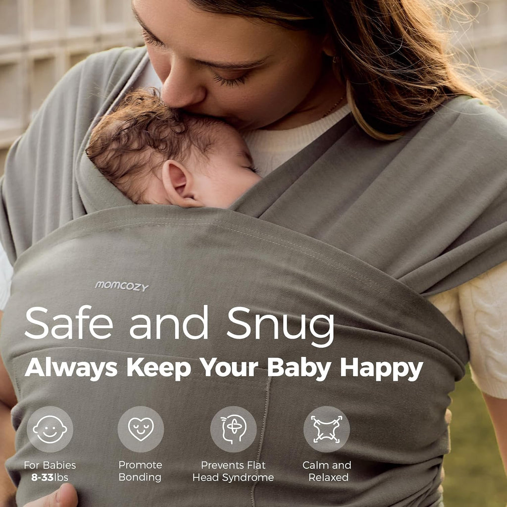 Momcozy - Fular para recién nacidos a niños pequeños de 8 a 33 libras, color marrón