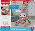 Fisher-Price Baby Walker Learn with Me - Juguete de aprendizaje de mono morado con luces musicales y actividades para bebés y niños pequeños a partir de 6 meses