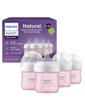 Avent Natural Reponse 3.0 Set de 4 biberones de 4 onz. con tetina no. 2, color rosado