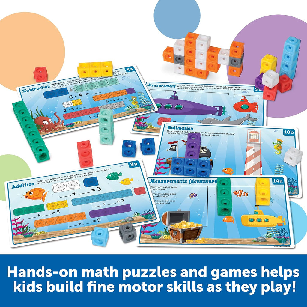 Learning Resources MathLink Cubes - Juego de actividades de matemáticas para jardín de infantes - 115 piezas, a partir de 5 años, juguetes de enseñanza STEM, juegos de jardín de infantes