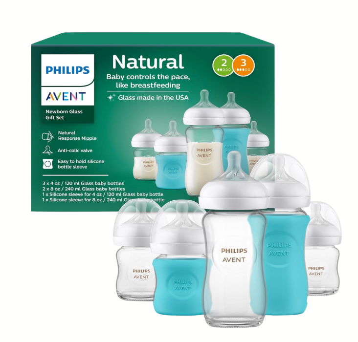 AVENT natural reponse 3.0 de vidrio  Set de regalo para recien nacido  7 piezas
