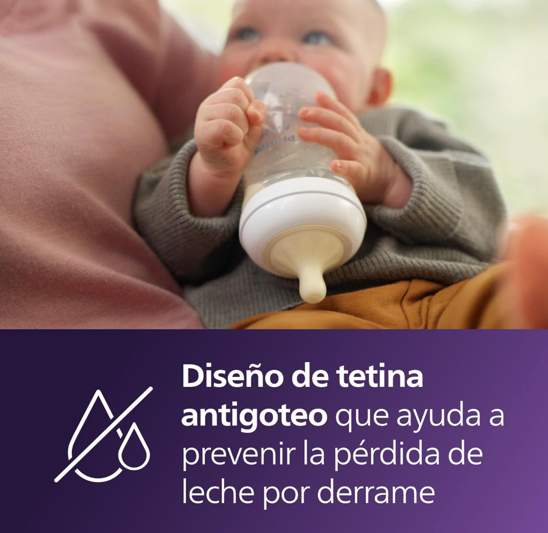 Avent Natural Reponse 3.0 Set de 4 biberones de 9 onz. con tetina no. 3, transparente, paquete de 4