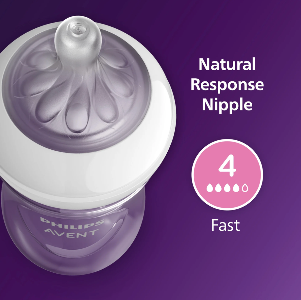 Avent Natural Reponse 3.0 Set de 3 biberones de 11 onz. con tetina no. 4