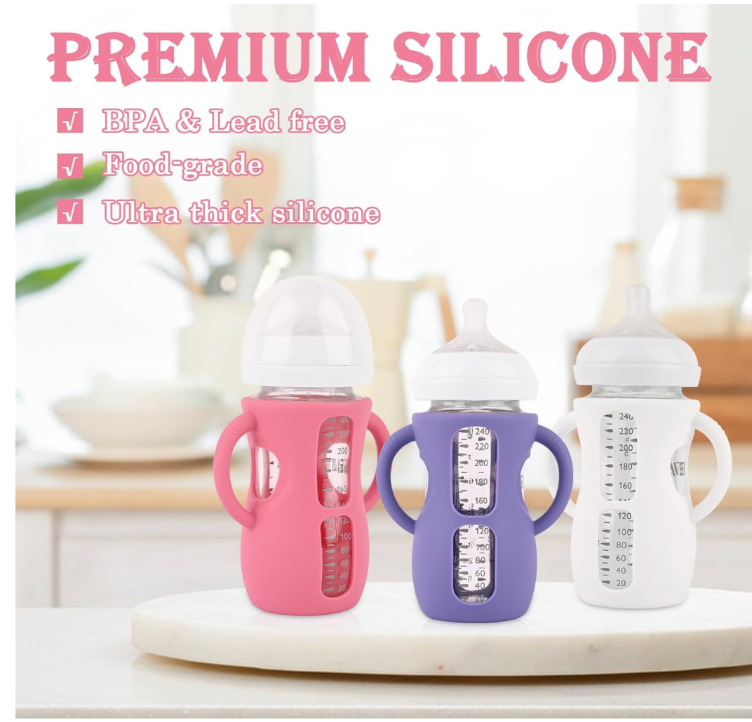 Funda de silicon para biberones de vidrio natural Avent de 8 onzas, sin BPA