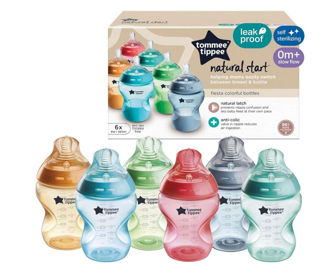 Tommee Tippee Natural Start - Biberones anticólicos de 9 onzas libres de BPA para bebés, 0+ meses, tetina de flujo lento similar al pecho
