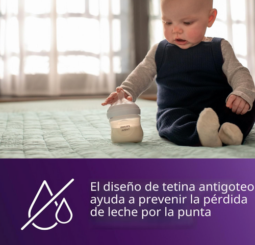 Avent Natural Reponse 3.0 Set de 4 biberones de 4 onz. con tetina no. 2, transparentes