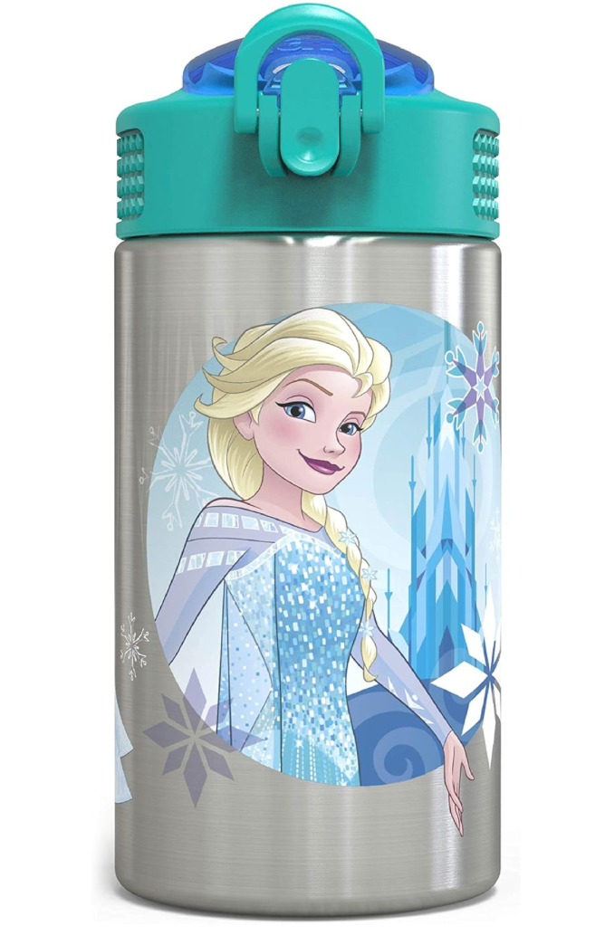 Zak. Botella de agua de acero inoxidable con pajilla plegable, reutilizable y sin BPA de 15 onzas