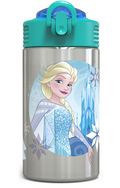 Zak. Botella de agua de acero inoxidable con pajilla plegable, reutilizable y sin BPA de 15 onzas