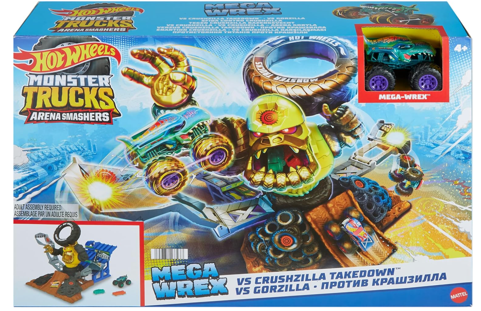 Hot Wheels Monster Trucks Arena Smashers Mega-Wrex vs. Crushzilla Takedown