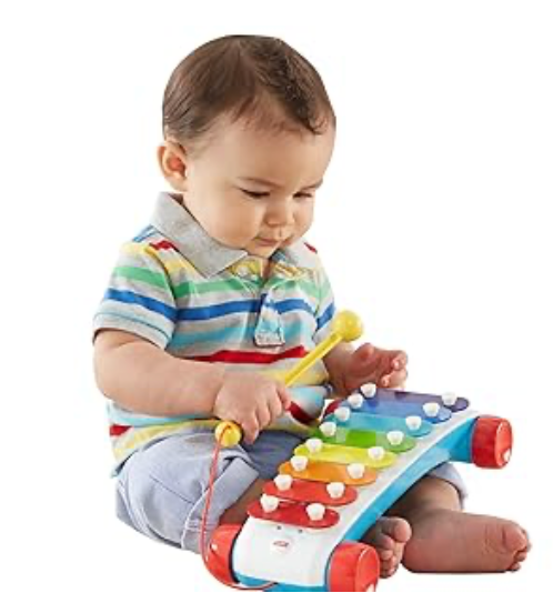 Fisher-Price Juguete de Arrastre para Niños Pequeños, Xilófono Clásico Instrumento Musical de Juguete con Mazo para Niños Preescolares de 18+ Meses