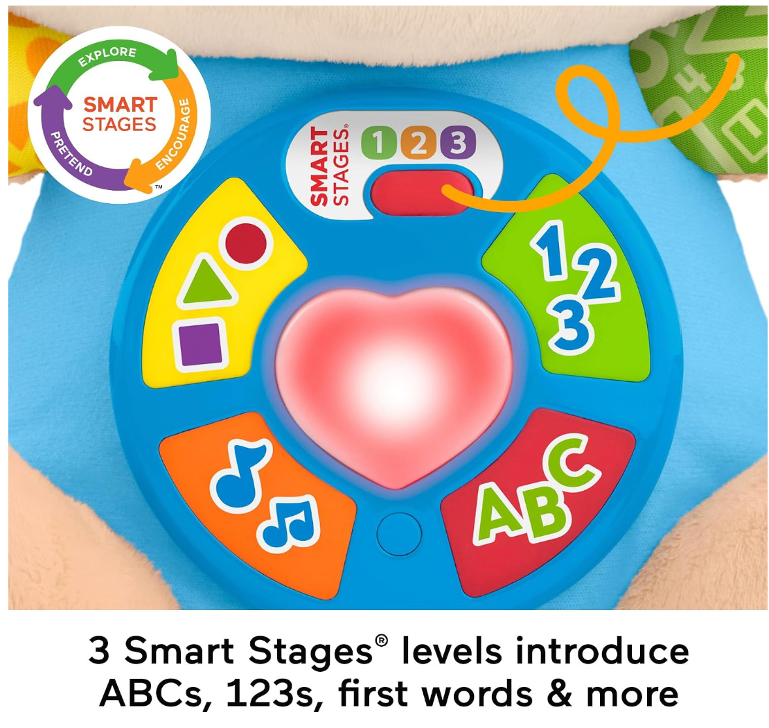 Fisher-Price Juguetes para bebés Laugh & Learn Smart Stages Cachorro musical de peluche con luces y canciones educativas para bebés de 6+ meses