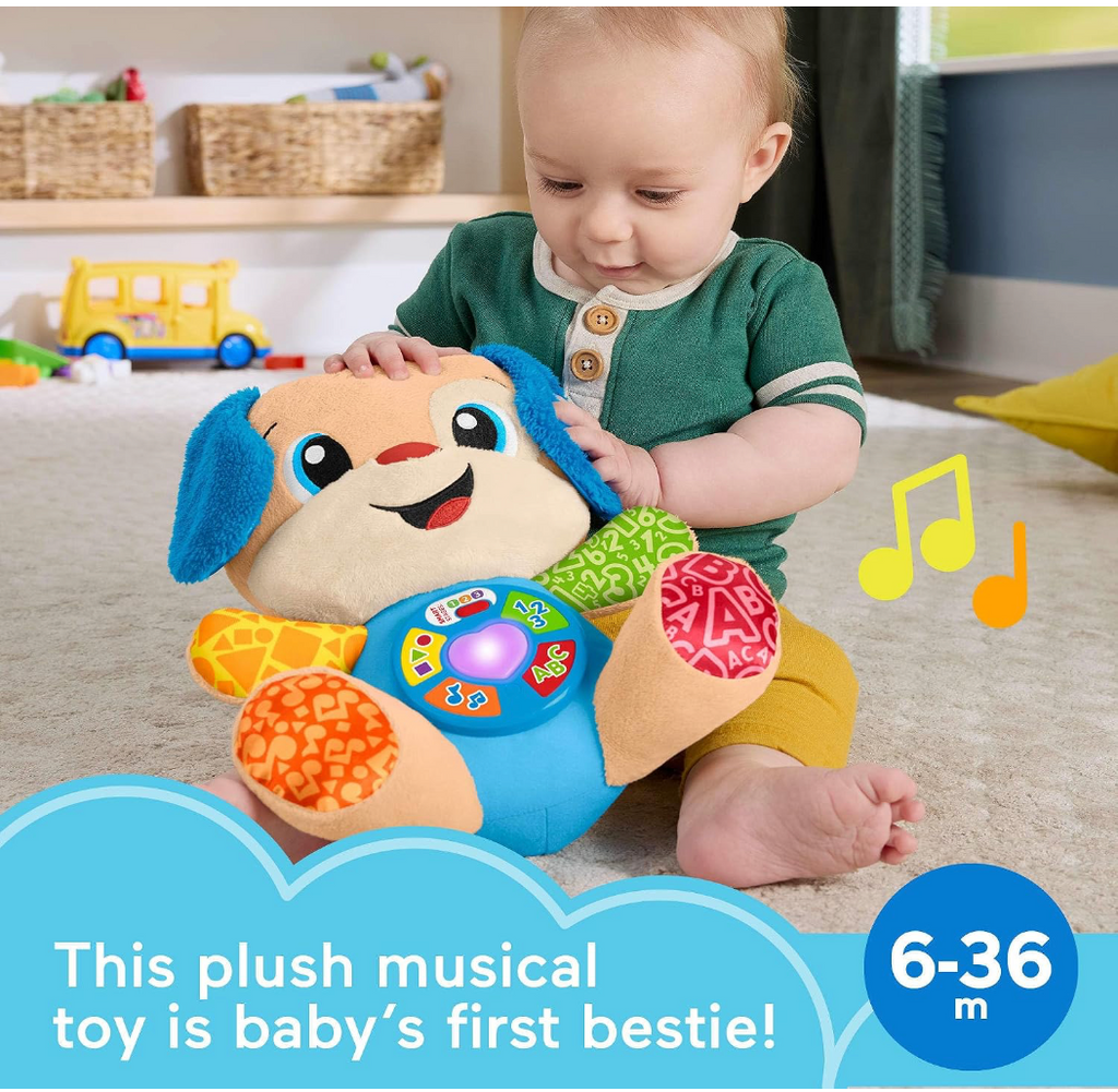 Fisher-Price Juguetes para bebés Laugh & Learn Smart Stages Cachorro musical de peluche con luces y canciones educativas para bebés de 6+ meses
