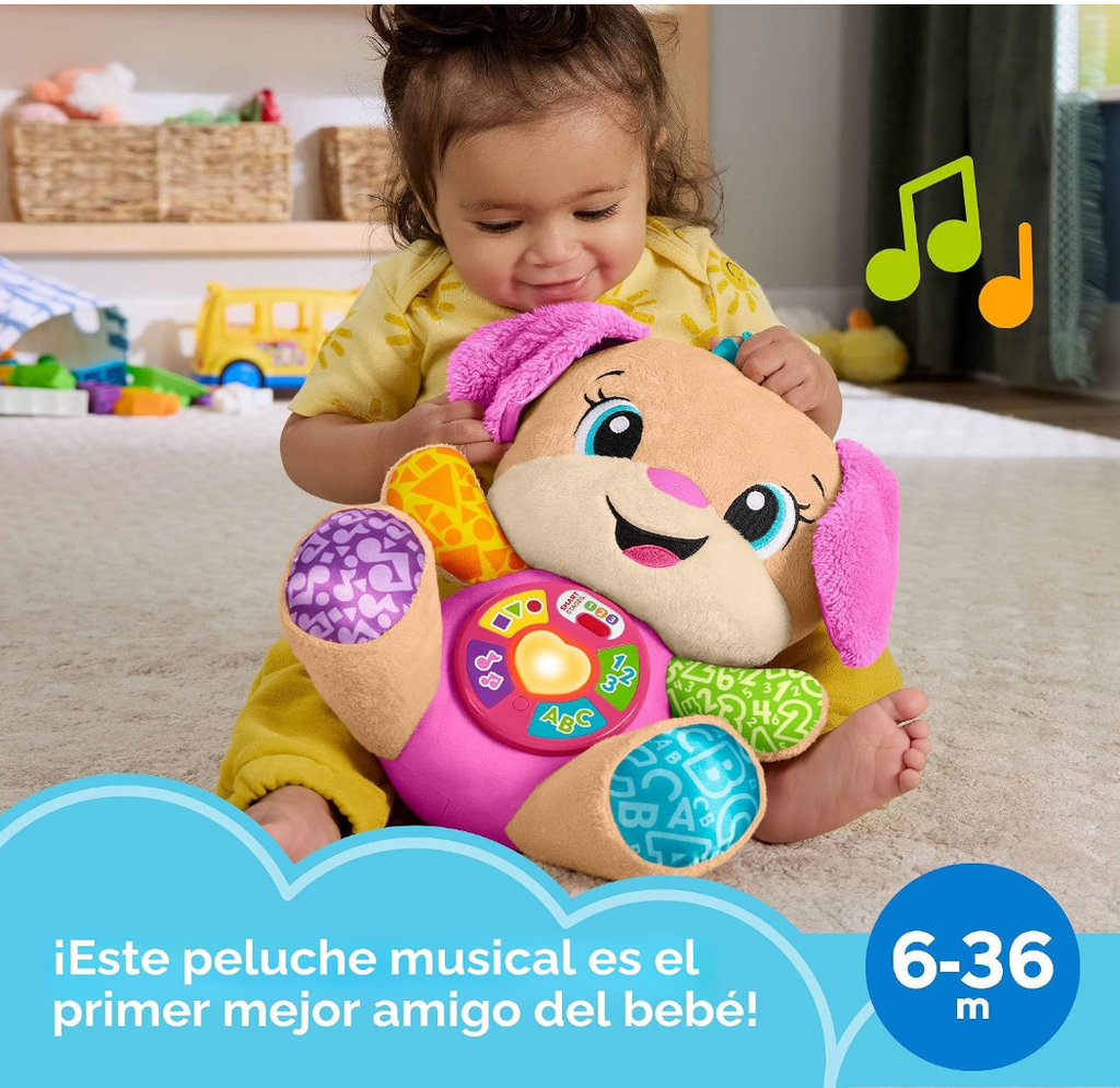 Fisher-Price Juguete para Bebé Laugh & Learn Smart Stages Sis Peluche Musical con Luces y Canciones de Aprendizaje para Bebés de 6+ Meses