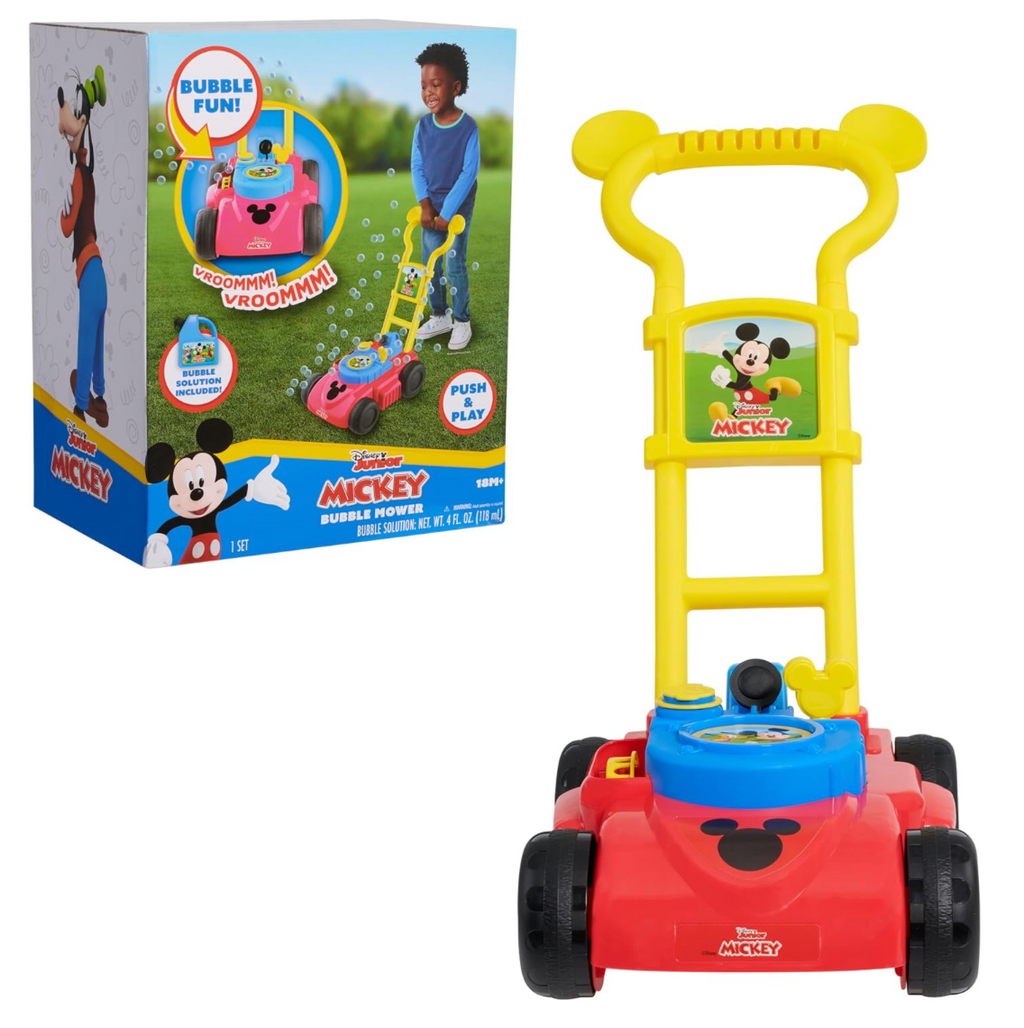 Disney Junior Mickey Mouse - Cortacésped de burbujas, juego de simulación y al aire libre, juguetes para niños a partir de 3 años