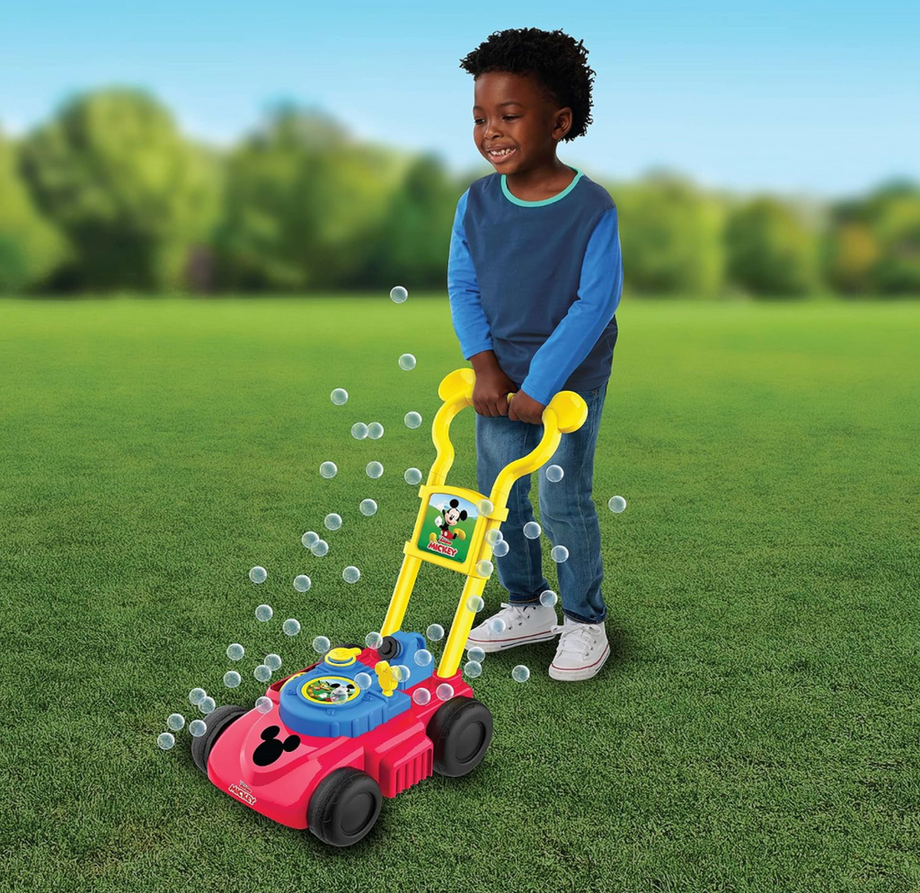 Disney Junior Mickey Mouse - Cortacésped de burbujas, juego de simulación y al aire libre, juguetes para niños a partir de 3 años