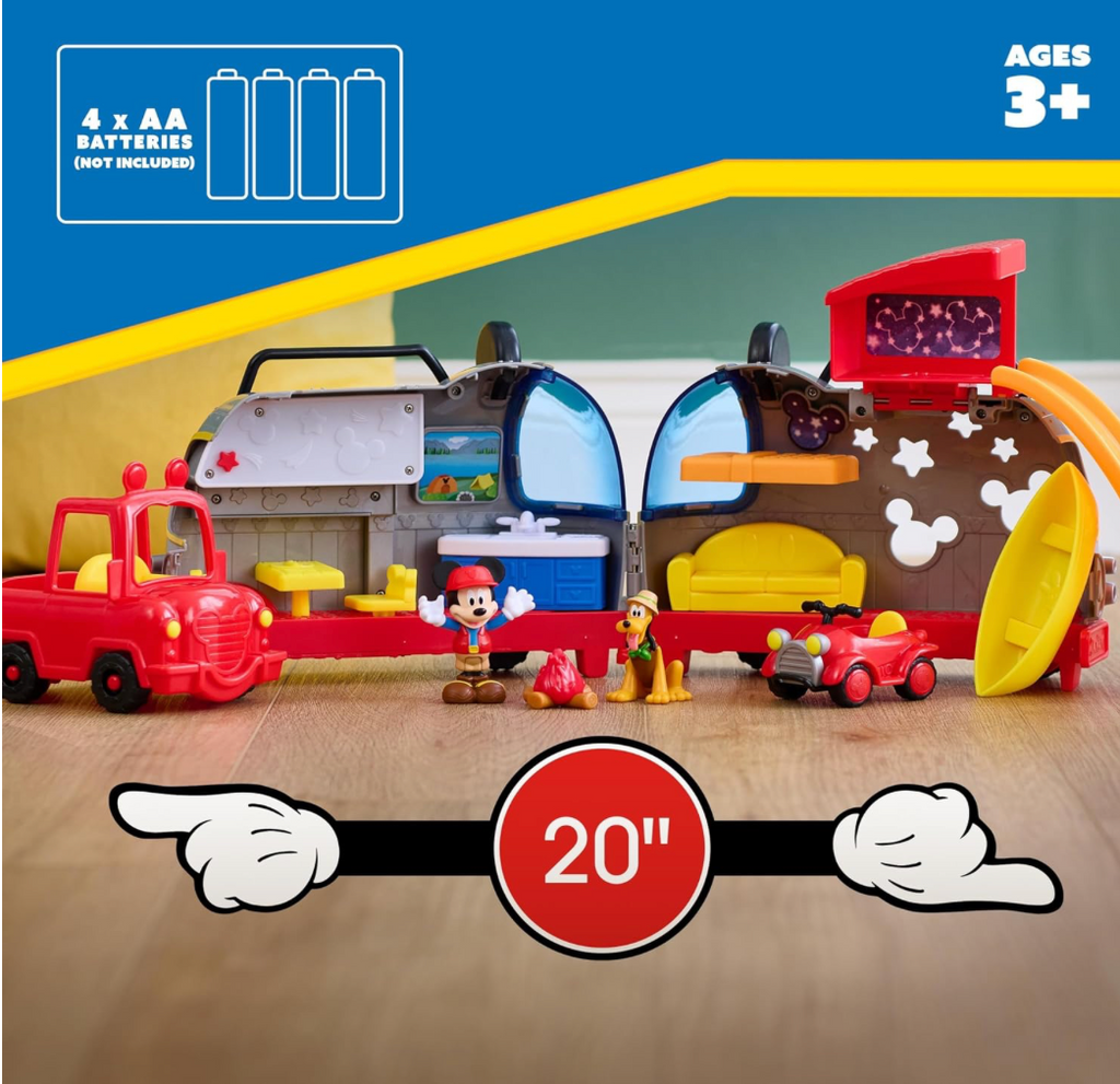 Just Play - Juego de 10 piezas de Disney Junior Mickey Mouse Happy Camper con luces y sonidos, juguetes para niños de 3 años en adelante